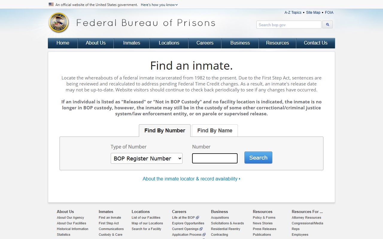 Federal BOP locator for Rock County custody questions, not mugshots