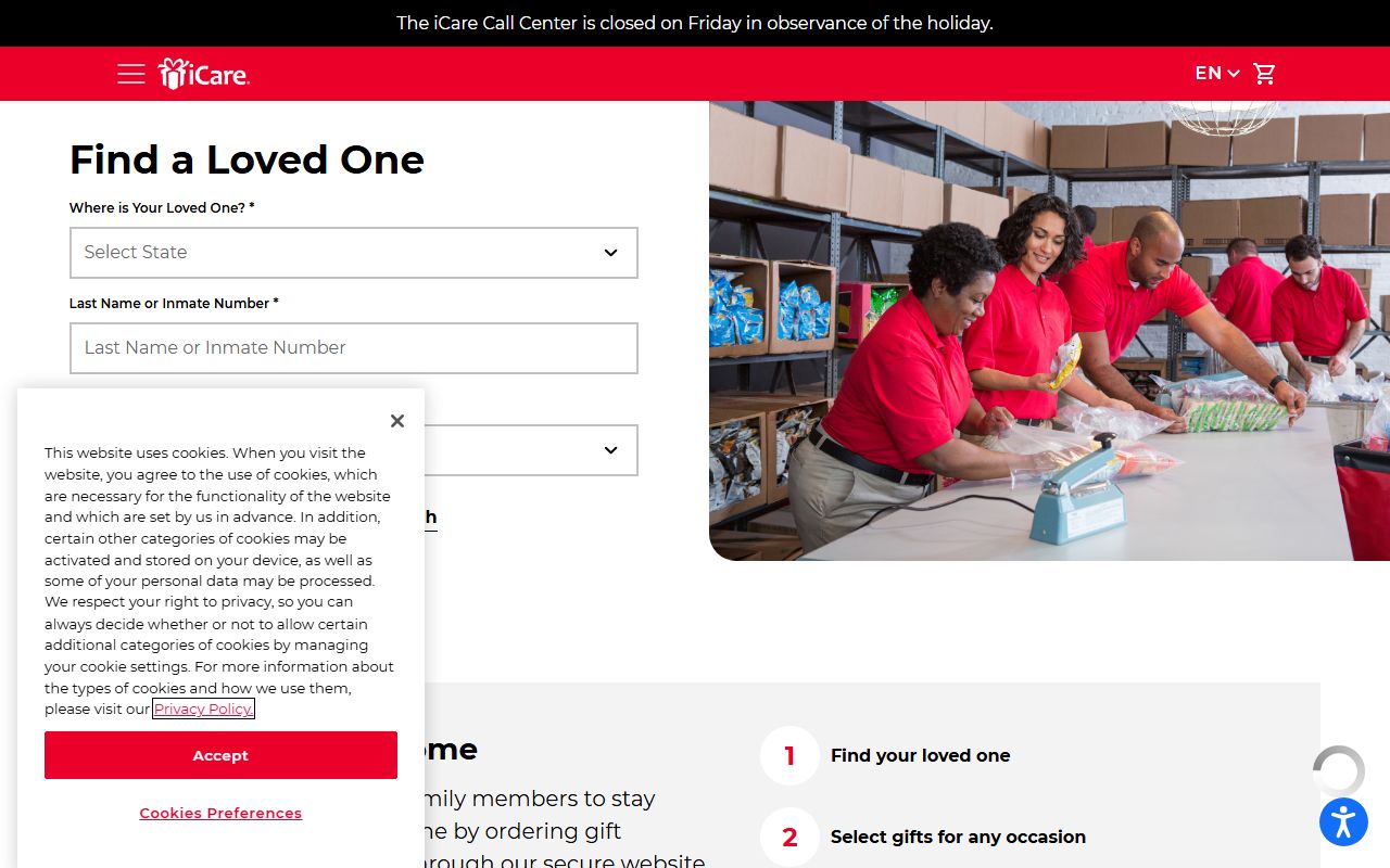 Rock County inmate commissary ordering through iCare