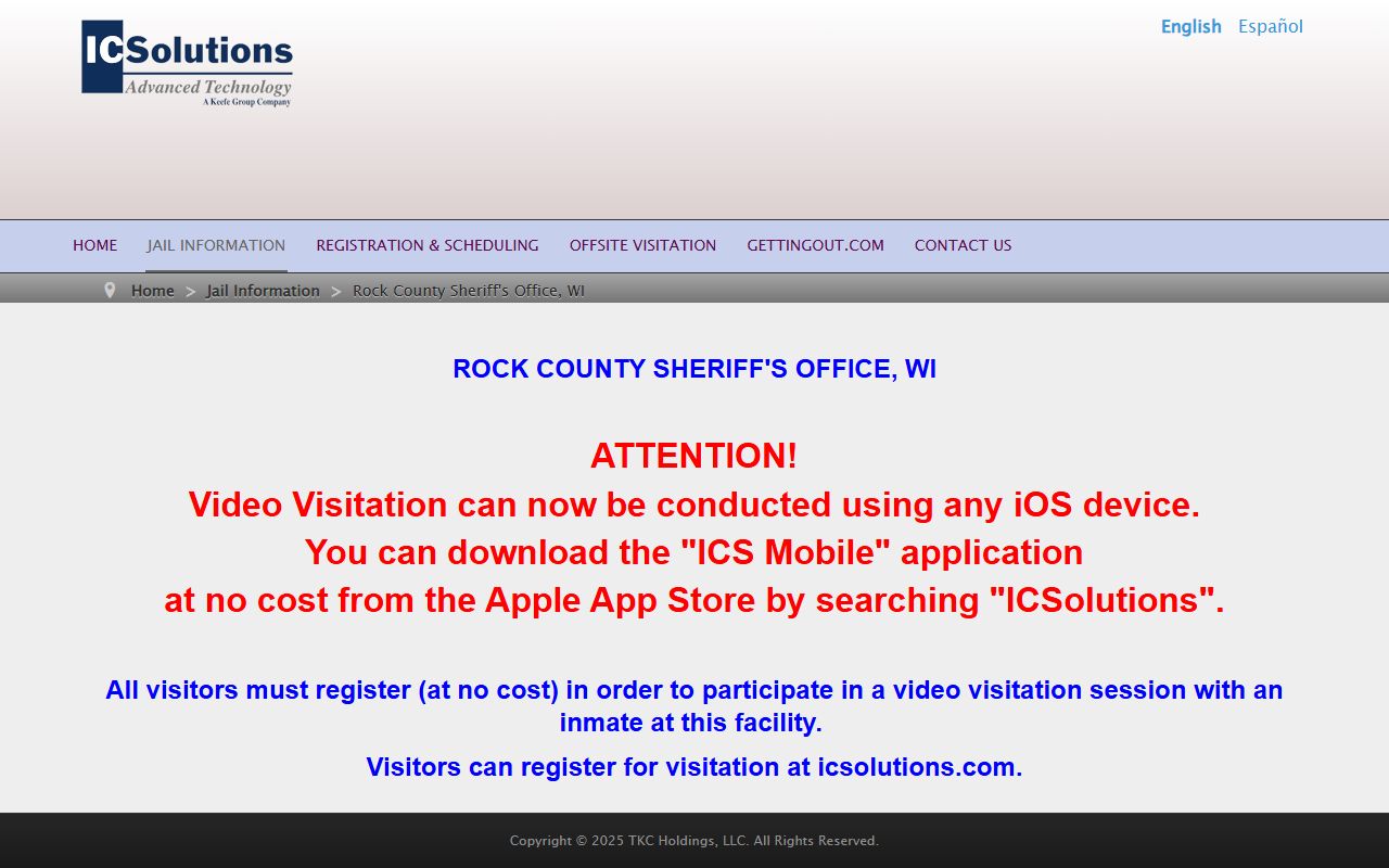 Rock County jail video visitation records access